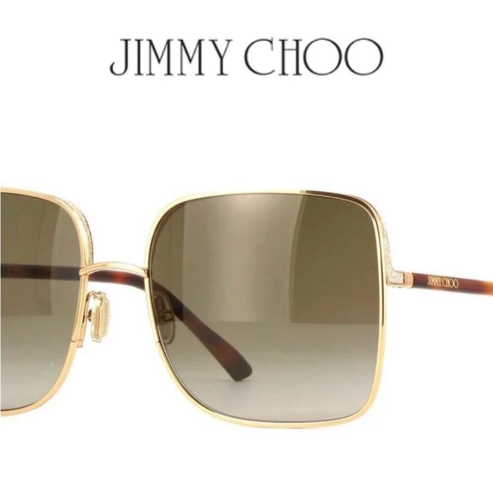 Authentic Jimmy Choo Havana Brown Sunglasses Crystal Rim Full Inclusion NWOT